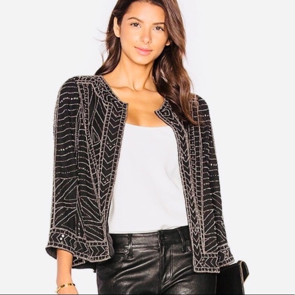 Velvet By Graham & Spencer Black Jacket with Gold Beads Size L